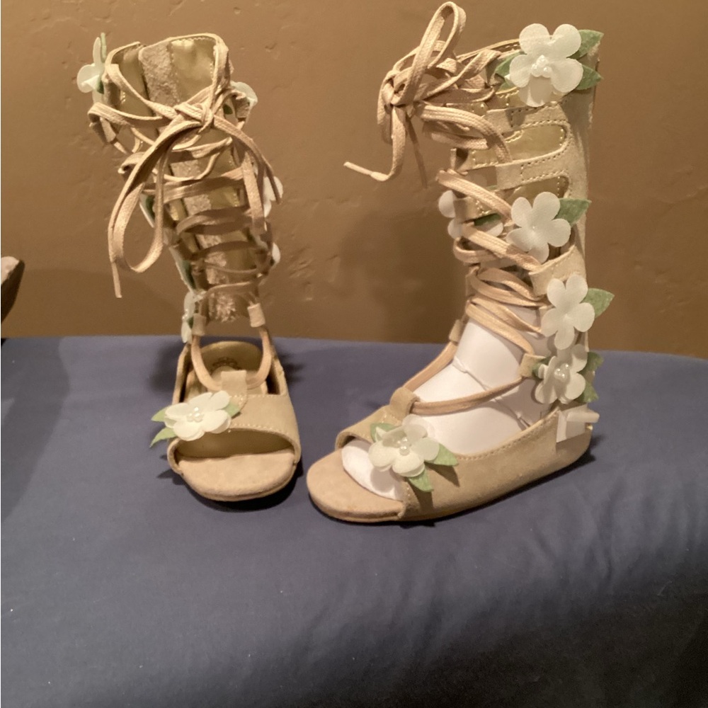 Joyfolie Tan Floral Gladiator Sandals